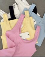 Ribbed Button Front Tank Tops Multicolor - Image 7
