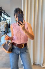 Pink Knit Sleeveless Top - Image 2