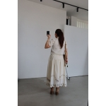 Cream Embroidered Two Piece Skirt Set - Image 2