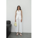 Women's White Sleeveless Pant Suit Set - Image 3