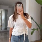 White Ruched Side Short Sleeve Top