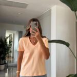 Peach V-Neck Short Sleeve T-Shirt