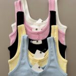 Ribbed Button Front Tank Tops Multicolor