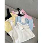 Ribbed Button Front Tank Tops Multicolor - Image 3