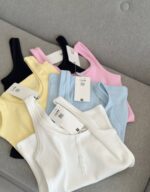 Ribbed Button Front Tank Tops Multicolor - Image 3