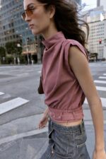 Mauve Sleeveless High Neck Top - Image 3