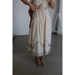 Cream Embroidered Two Piece Skirt Set - Image 3