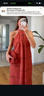 Rust Halter Neck Maxi Dress - Image 3