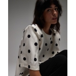 White Polka Dot Short Sleeve Blouse - Image 2