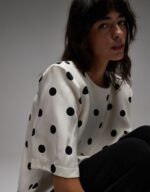 White Polka Dot Short Sleeve Blouse - Image 2