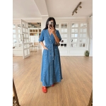 Button Front Denim Maxi Dress - Image 2