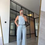 Light Wash Denim Top with Pants Set