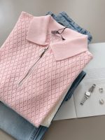 Diamond Pattern Zip Collar Knit Top ( 4 colors) - Image 3