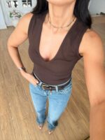 Black Sleeveless Scoop Neck Bodysuit - Image 3