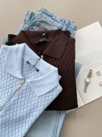 Diamond Pattern Zip Collar Knit Top ( 4 colors) - Image 7
