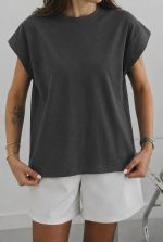Sleeveless Cotton T-Shirt Assorted Colors - Image 2