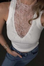 Ivory Lace Illusion Top (Multiple Colors) - Image 2