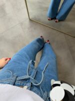 High Waist Wide Leg Blue Jeans - Image 2