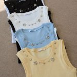 Sleeveless Beaded Flower Knit Tank Top