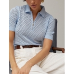 Diamond Pattern Zip Collar Knit Top ( 4 colors) - Image 4
