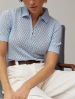 Diamond Pattern Zip Collar Knit Top ( 4 colors) - Image 4