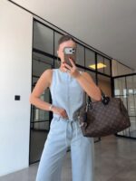 Light Wash Denim Top with Pants Set - Image 2
