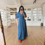 Button Front Denim Maxi Dress