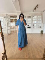 Button Front Denim Maxi Dress