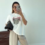 White Graphic Leopard Print T-Shirt