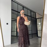 Brown Polka Dot Halter Maxi Dress