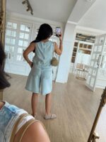 Light Wash Denim Tank and Shorts Set - Image 2