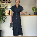 Dark Denim Button Down Midi Dress
