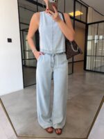 Light Wash Denim Top with Pants Set - Image 4