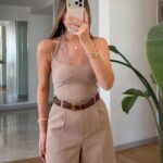 Beige Lace Trim Tank Body