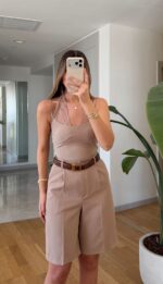 Beige Lace Trim Tank Body