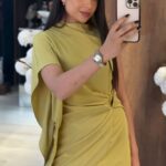 Yellow Draped Asymmetric Mini Dress