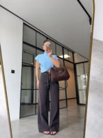 High Waist Wide Leg Brown Jeans