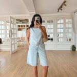 Light Wash Denim Tank and Shorts Set