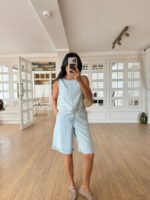 Light Wash Denim Tank and Shorts Set