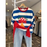 Blue Striped Mushroom Graphic T-Shirt - Image 2