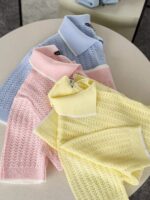 Pastel Knit Short Sleeve Polo Shirts - Image 7