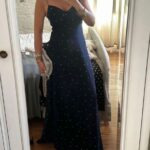 Navy Blue Polka Dot Maxi Dress
