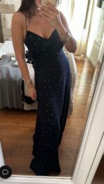 Navy Blue Polka Dot Maxi Dress - Image 2