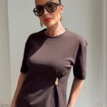 Brown T-Shirt With Pin Detail