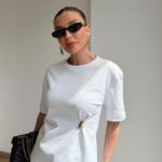 White T-Shirt With Pin Detail