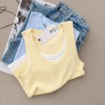Yellow Ribbed Cotton Tank Top