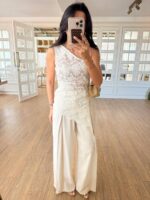 White One Shoulder Lace Top - Image 2