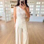 White One Shoulder Lace Top