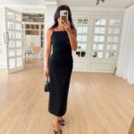 Black Sleeveless Midi Slip Dress