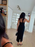 Black Sleeveless Midi Slip Dress - Image 2